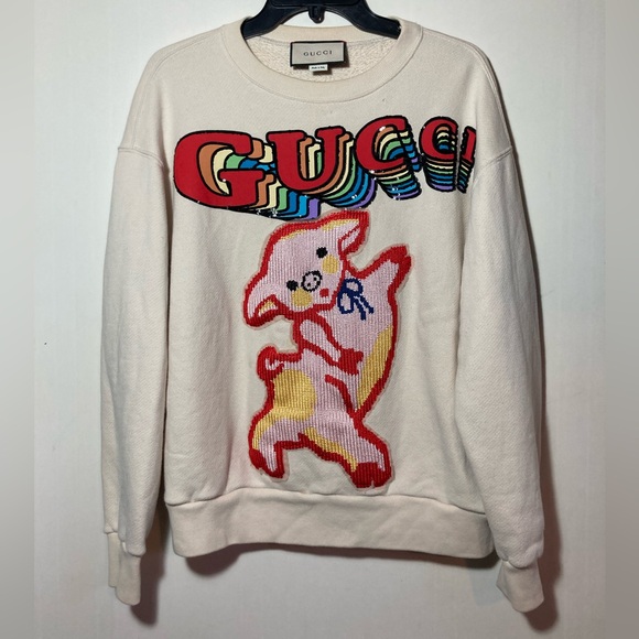Gucci Sequins & Crochet Year Of the Pig Limited Sweatshirt Size XSmall/Small